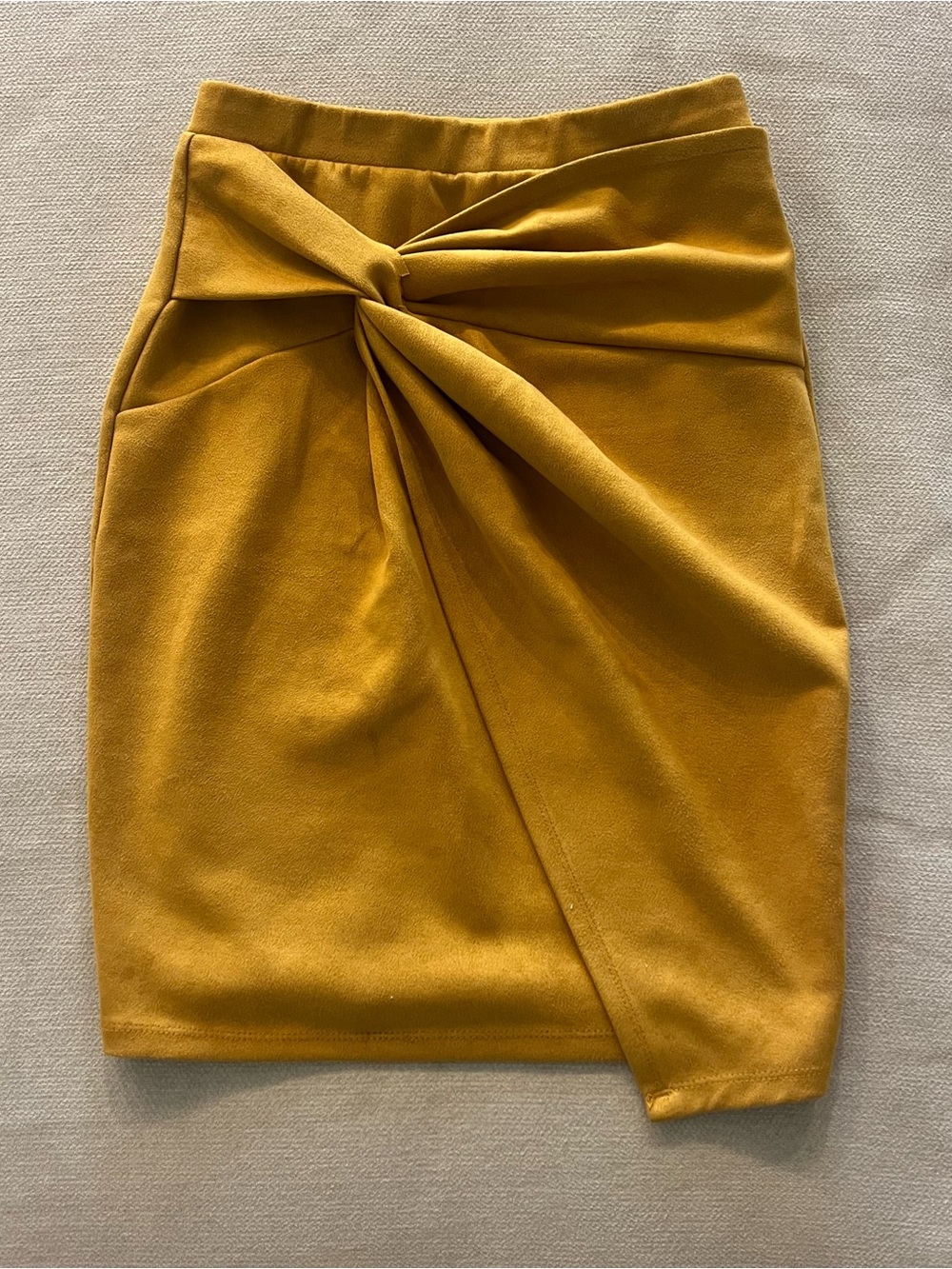 iris Mustard Knot-Front Pencil Skirt